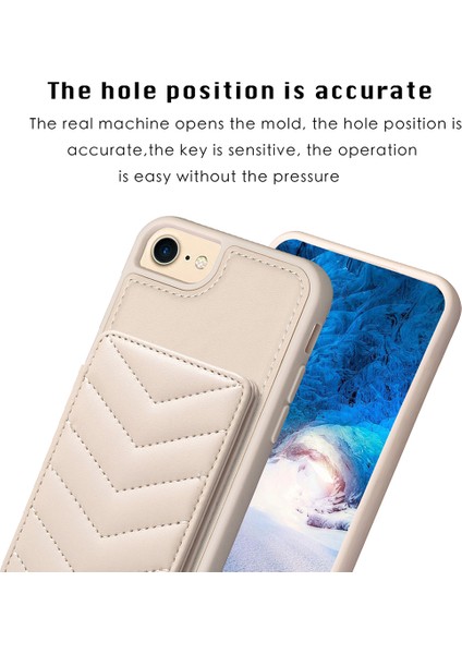 Apple iPhone 6/6s Kart Tutucu Için Kickstand Vaka Dalga Dikiş Dokusu Tpu+Pu Deri Telefon Kapak-Bej (Yurt Dışından)