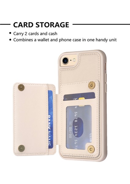Apple iPhone 6/6s Kart Tutucu Için Kickstand Vaka Dalga Dikiş Dokusu Tpu+Pu Deri Telefon Kapak-Bej (Yurt Dışından)