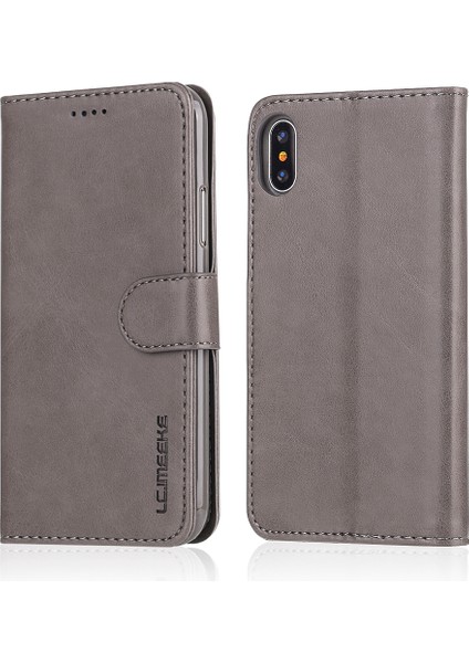 Apple iPhone X/10-Gre Için Cüzdan Stand Deri Koruyucu Kapak (Yurt Dışından)
