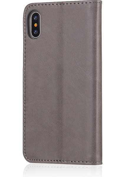 Apple iPhone X/10-Gre Için Cüzdan Stand Deri Koruyucu Kapak (Yurt Dışından)