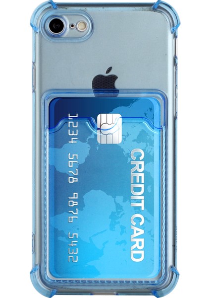Apple iPhone Se-Blue Için Kart Tutucu ile Damla Dayanıklı Tpu Telefon Kılıf Kabuk Kapağı (Yurt Dışından)