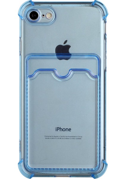 Apple iPhone Se-Blue Için Kart Tutucu ile Damla Dayanıklı Tpu Telefon Kılıf Kabuk Kapağı (Yurt Dışından)