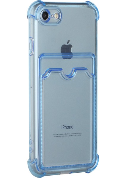 Apple iPhone Se-Blue Için Kart Tutucu ile Damla Dayanıklı Tpu Telefon Kılıf Kabuk Kapağı (Yurt Dışından)