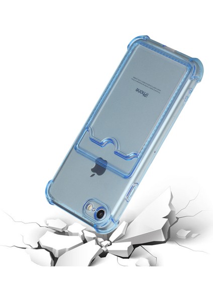 Apple iPhone Se-Blue Için Kart Tutucu ile Damla Dayanıklı Tpu Telefon Kılıf Kabuk Kapağı (Yurt Dışından)