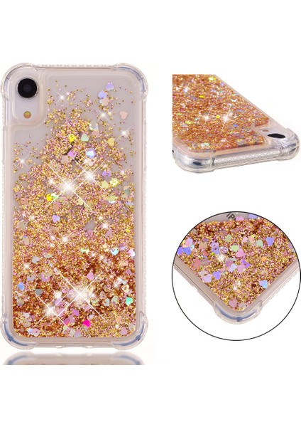 Glitter Powder Quicksans ve Şok Geçirmez Tpu Telefon Apple iPhone Xr-Gold Için (Yurt Dışından)