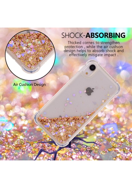 Glitter Powder Quicksans ve Şok Geçirmez Tpu Telefon Apple iPhone Xr-Gold Için (Yurt Dışından)