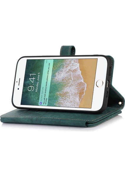 Apple iPhone 7/8 Fermuar Cep Birden Fazla Kart Yuvası Pu Deri Kasa Standı Cüzdan Folio Flip Telefon Kapağı (Yurt Dışından) modelleri