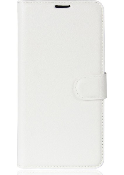 Apple iPhone Xs/x Litchi Için Cilt Pu Deri Cüzdan Stand Koruyucu Cep Telefonu Kabuk-Beyaz (Yurt Dışından)