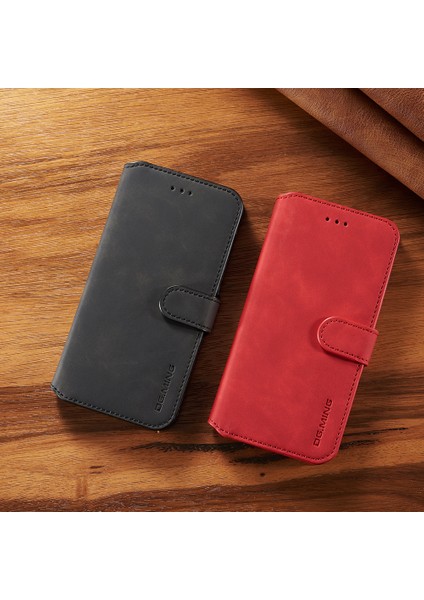 Apple iPhone Xr-Red Için Kart Yuvalı Retro Tarzı Deri Standı Kabuğu (Yurt Dışından)