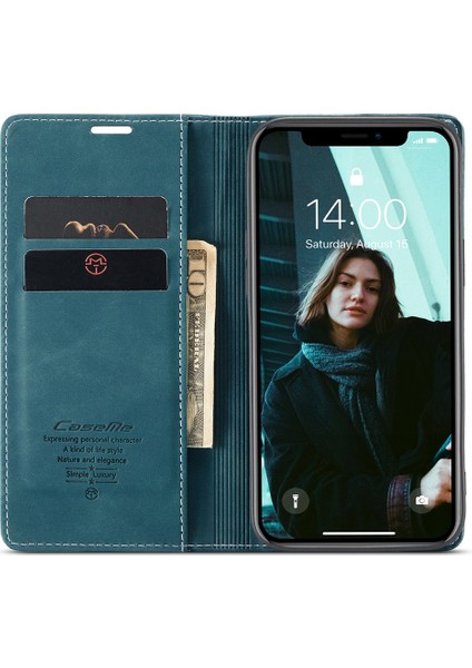 Pu Deri Koruma Telefon Muhafazası [stand Cüzdanı] Apple iPhone Xr-Blue Için (Yurt Dışından)