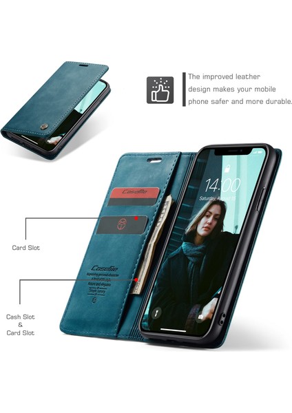 Pu Deri Koruma Telefon Muhafazası [stand Cüzdanı] Apple iPhone Xr-Blue Için (Yurt Dışından)