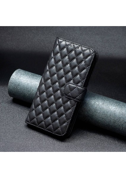 Apple iPhone Xr Bf Style-14 Için Kapak Baskılı Rhombus Desen Mat Mat Anti-Drop Telefon Kılıfı Stand-Black (Yurt Dışından)