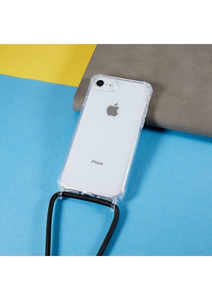 Apple Apple Iphonese/se (2022) Için Geri Kasa, Düşme Koruması Açık Tpu+Akrilik Telefon Kapağı Lanyard-Black ile (Yurt Dışından)