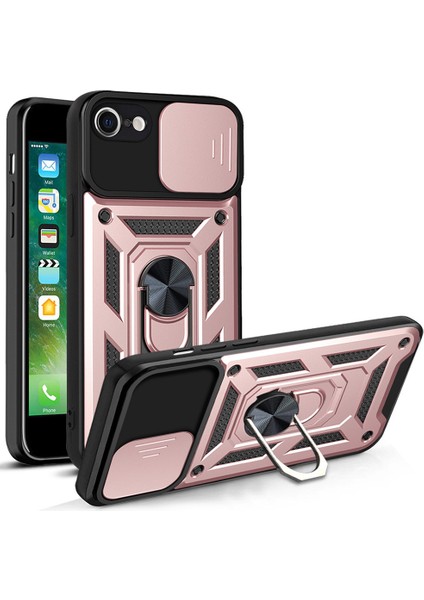 Kamera Slayt Kapağı Halkası Tutucu Kickstand Tasarım Pc+Tpu Apple iPhone Se Için Tpu Damla Geçirmez Telefon Kapak Kılıfı (Yurt Dışından)