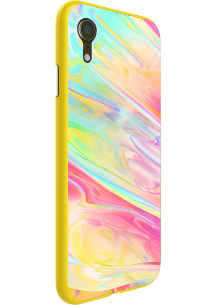 Apple iPhone Xr Için Kılıf [renkli Ayna Etkisi Geri Back 2.5d Temperli Cam+Manyetik Sert Pc] -Yellow (Yurt Dışından)