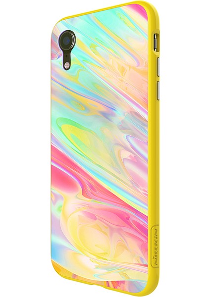 Apple iPhone Xr Için Kılıf [renkli Ayna Etkisi Geri Back 2.5d Temperli Cam+Manyetik Sert Pc] -Yellow (Yurt Dışından)