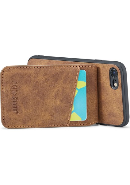 Apple Apple Iphonese/se Kart Sahibi Için Fierre Shann Telefon Kasası Kickstand Pu Deri+Tpu Kapak Kahverengi (Yurt Dışından)