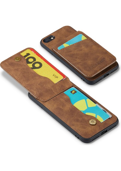 Apple Apple Iphonese/se Kart Sahibi Için Fierre Shann Telefon Kasası Kickstand Pu Deri+Tpu Kapak Kahverengi (Yurt Dışından)