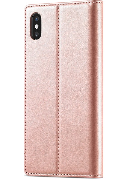 Deri Cüzdan Stand Güçlü Manyetik Telefon Koruyucu Kabuk Apple iPhone Xs Max-Rose Gold Için (Yurt Dışından)