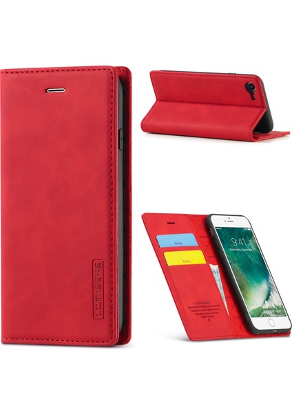 Apple iPhone Se-Red Için Güçlü Otomatik Emici Iş Tarzı Deri Telefon Kapak Kabuğu (Yurt Dışından)