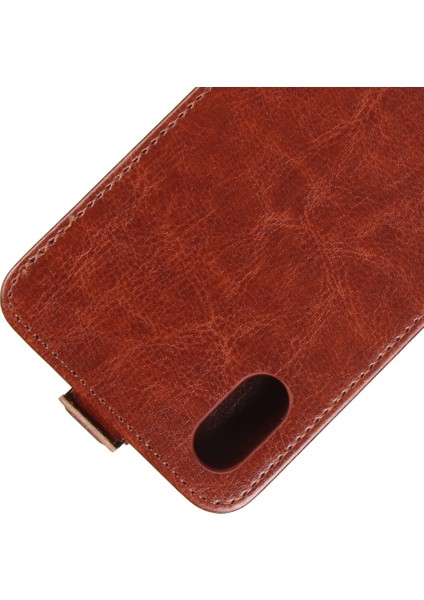 Crazy Horse Derisi Pu Deri Dikey Flip Case Apple iPhone X/xs-Brown Için (Yurt Dışından)