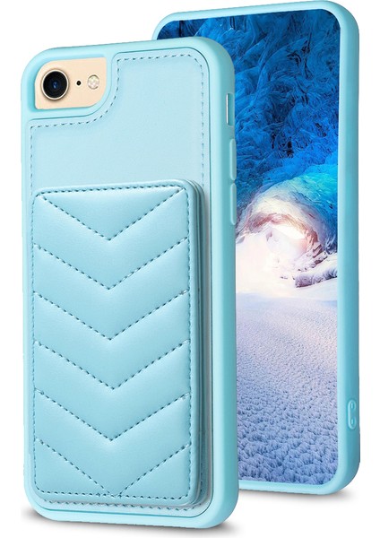 Apple iPhone 6/6s Kart Tutucu Için Kickstand Vaka Dalga Dikiş Dokusu Tpu+Pu Deri Telefon Kapak-Mavi (Yurt Dışından) fiyatları