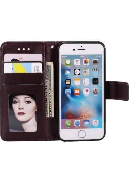Apple iPhone 6s/6-Kahverengi Için Baskı Çiçek Deri Cüzdan Kılıfı (Yurt Dışından)
