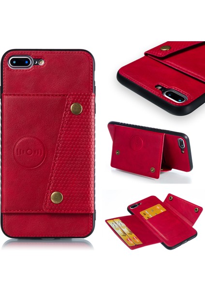 Pu Deri Kart Tutucu Apple Apple iPhone 8 Plus/7 Plus-Red Için Manyetik Telefon Kılıfı (Yurt Dışından) fiyatları