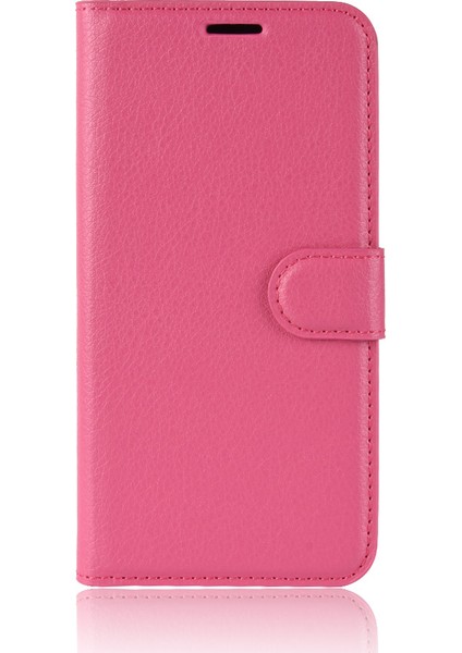 Litchi Doku Cüzdan Stand Deri Cep Telefon Kılıfı Apple iPhone Xs Max-Rose Için (Yurt Dışından)