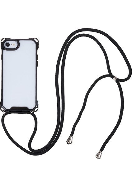 Apple iPhone 7/8drop Geçirmez Telefon Kasası Şeffaf Akrilik Geri+Tpu Tpu Telefon Kapağı Lanyard-Black (Yurt Dışından)