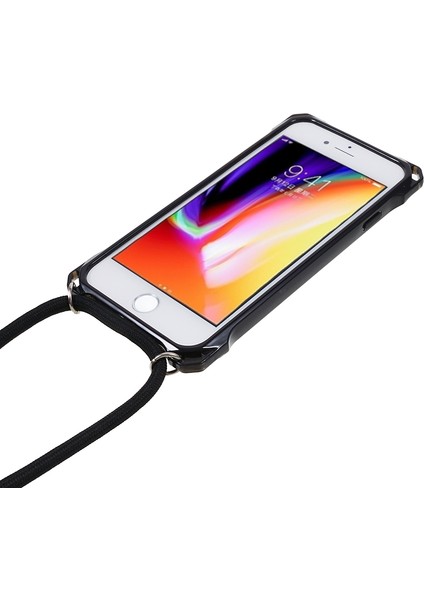 Apple iPhone 7/8drop Geçirmez Telefon Kasası Şeffaf Akrilik Geri+Tpu Tpu Telefon Kapağı Lanyard-Black (Yurt Dışından) modelleri