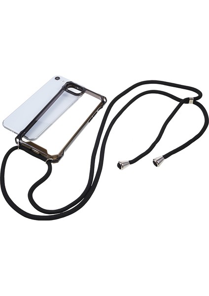 Apple iPhone 7/8drop Geçirmez Telefon Kasası Şeffaf Akrilik Geri+Tpu Tpu Telefon Kapağı Lanyard-Black (Yurt Dışından) fırsatları
