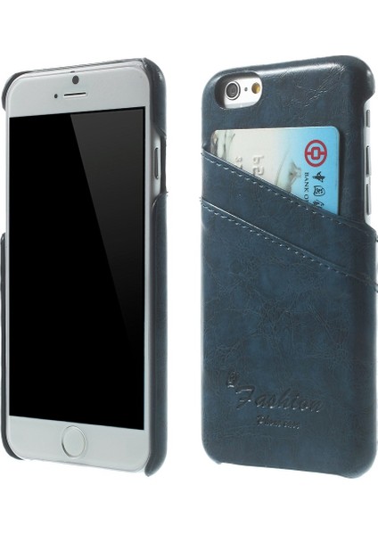 Apple Apple iPhone 6s/ 6-Dark Mavi Için Kart Yuvaları ile Yağ Balmumu Pu Deri Sert Kapak (Yurt Dışından)
