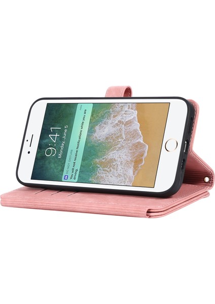 Apple iPhone 7/8 Fermuar Cep Birden Fazla Kart Yuvası Pu Deri Kasa Standı Cüzdan Folio Flip Telefon Kapağı (Yurt Dışından) modelleri