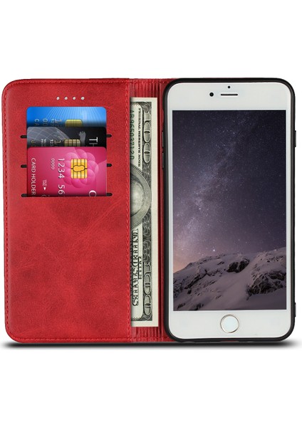 Apple Apple Iphonese Manyetik Stand Için Deri Cüzdan Cep Telefonu Kasa-Kırmızı (Yurt Dışından) fiyatları