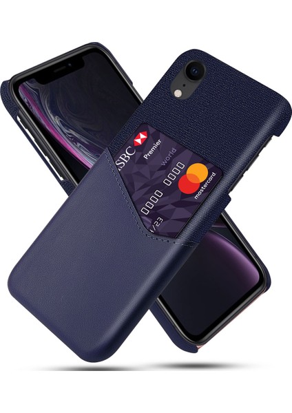 Ksq Pc+Pu+Cloth Hibrid Telefon Apple iPhone Xr-Blue Için Kart Yuvası ile Arka Kapak Kabuğu (Yurt Dışından)
