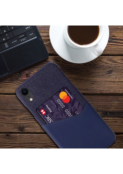 Ksq Pc+Pu+Cloth Hibrid Telefon Apple iPhone Xr-Blue Için Kart Yuvası ile Arka Kapak Kabuğu (Yurt Dışından)