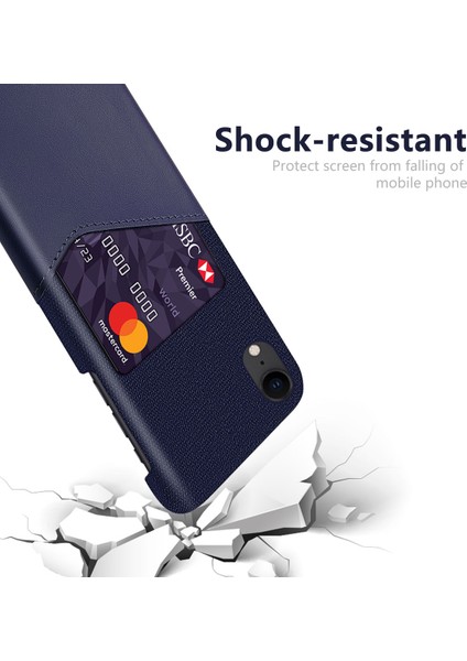 Ksq Pc+Pu+Cloth Hibrid Telefon Apple iPhone Xr-Blue Için Kart Yuvası ile Arka Kapak Kabuğu (Yurt Dışından)
