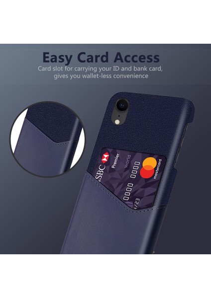 Ksq Pc+Pu+Cloth Hibrid Telefon Apple iPhone Xr-Blue Için Kart Yuvası ile Arka Kapak Kabuğu (Yurt Dışından)