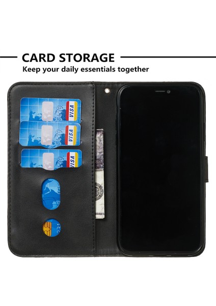 Fermuar Cep Moda Cüzdanı Apple iPhone Xr-Black Için Flip Deri Telefon Kasası Kapağı (Yurt Dışından)