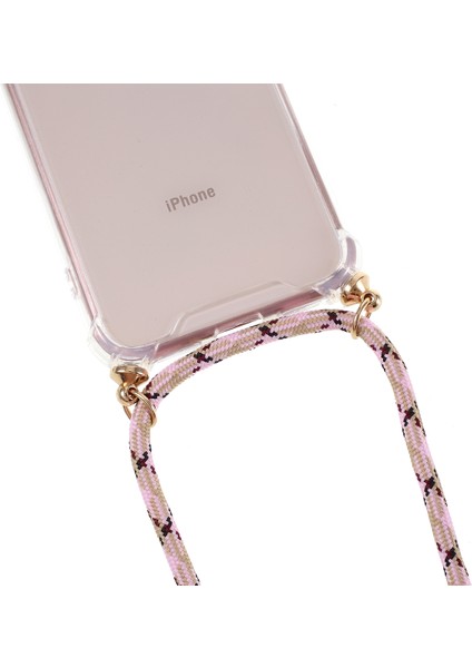 Apple iPhone Se Tpu+Akrilik+Textil Strap Fall Anti-Fall Shell-Pink/stripe (Yurt Dışından)