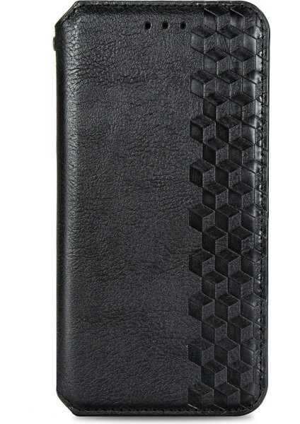 Moda Otomatik Emici Eşkenar Doku Pu Deri Cüzdan Stant Örtüsü Apple iPhone Se-Black (Yurt Dışından)