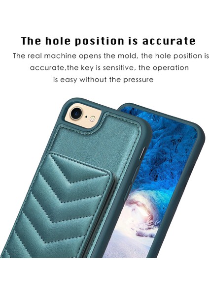 Apple iPhone 6/6s Kart Tutucu Için Kickstand Vaka Dalga Dikiş Dokusu Tpu+Pu Deri Telefon Kapak Yeşili (Yurt Dışından)
