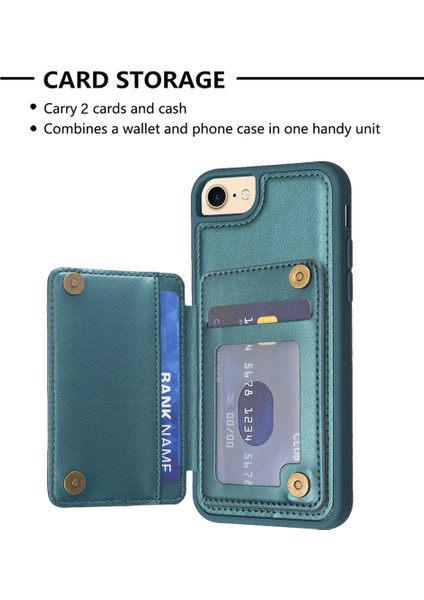 Apple iPhone 6/6s Kart Tutucu Için Kickstand Vaka Dalga Dikiş Dokusu Tpu+Pu Deri Telefon Kapak Yeşili (Yurt Dışından)