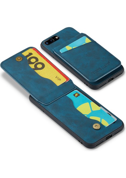 Apple iPhone 7 Plus/8 Plus Phone Case Kickstand Pu Deri Tpu Kart Tutucu Mavisi ile Kapak (Yurt Dışından) modelleri