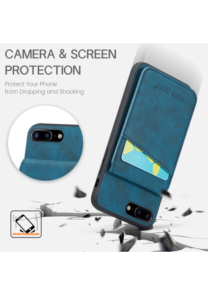 Apple iPhone 7 Plus/8 Plus Phone Case Kickstand Pu Deri Tpu Kart Tutucu Mavisi ile Kapak (Yurt Dışından) fırsatları