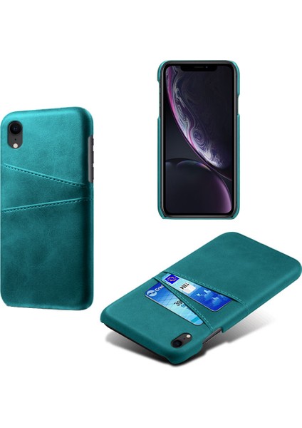 Apple iPhone Xr-Green Için Çift Kart Yuvaları Pu Deri Kaplı Pc Kılıfı (Yurt Dışından)