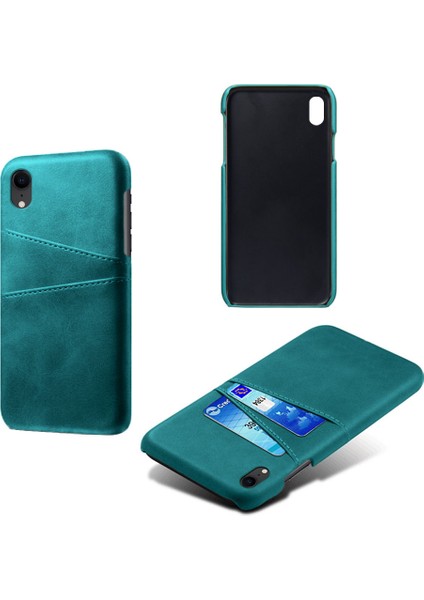 Apple iPhone Xr-Green Için Çift Kart Yuvaları Pu Deri Kaplı Pc Kılıfı (Yurt Dışından)