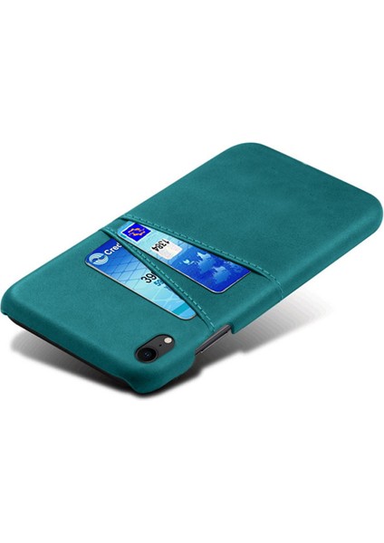 Apple iPhone Xr-Green Için Çift Kart Yuvaları Pu Deri Kaplı Pc Kılıfı (Yurt Dışından)