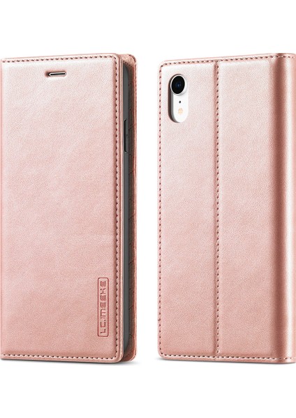 Tpu+Pu Deri Güçlü Manyetik Telefon Koruyucu Kabuk Apple iPhone Xr-Rose Altın (Yurt Dışından)